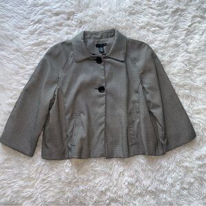 Courtenay Black and White Houndstooth Cropped Blazer Jacket